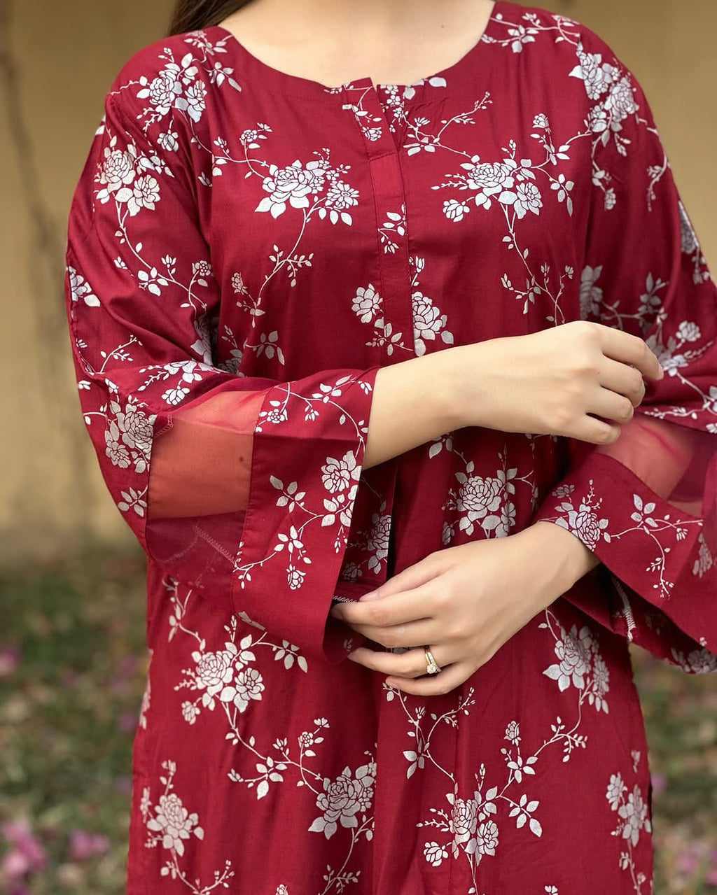 Winter Doriya  moti wali Blosom  printed Long lenth Co-ord 2p set