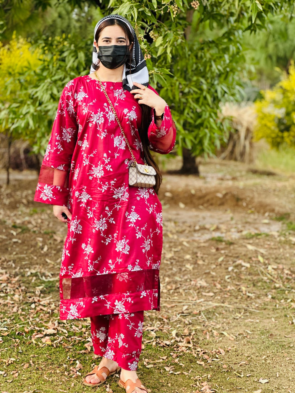 Winter Doriya  moti wali Blosom  printed Long lenth Co-ord 2p set