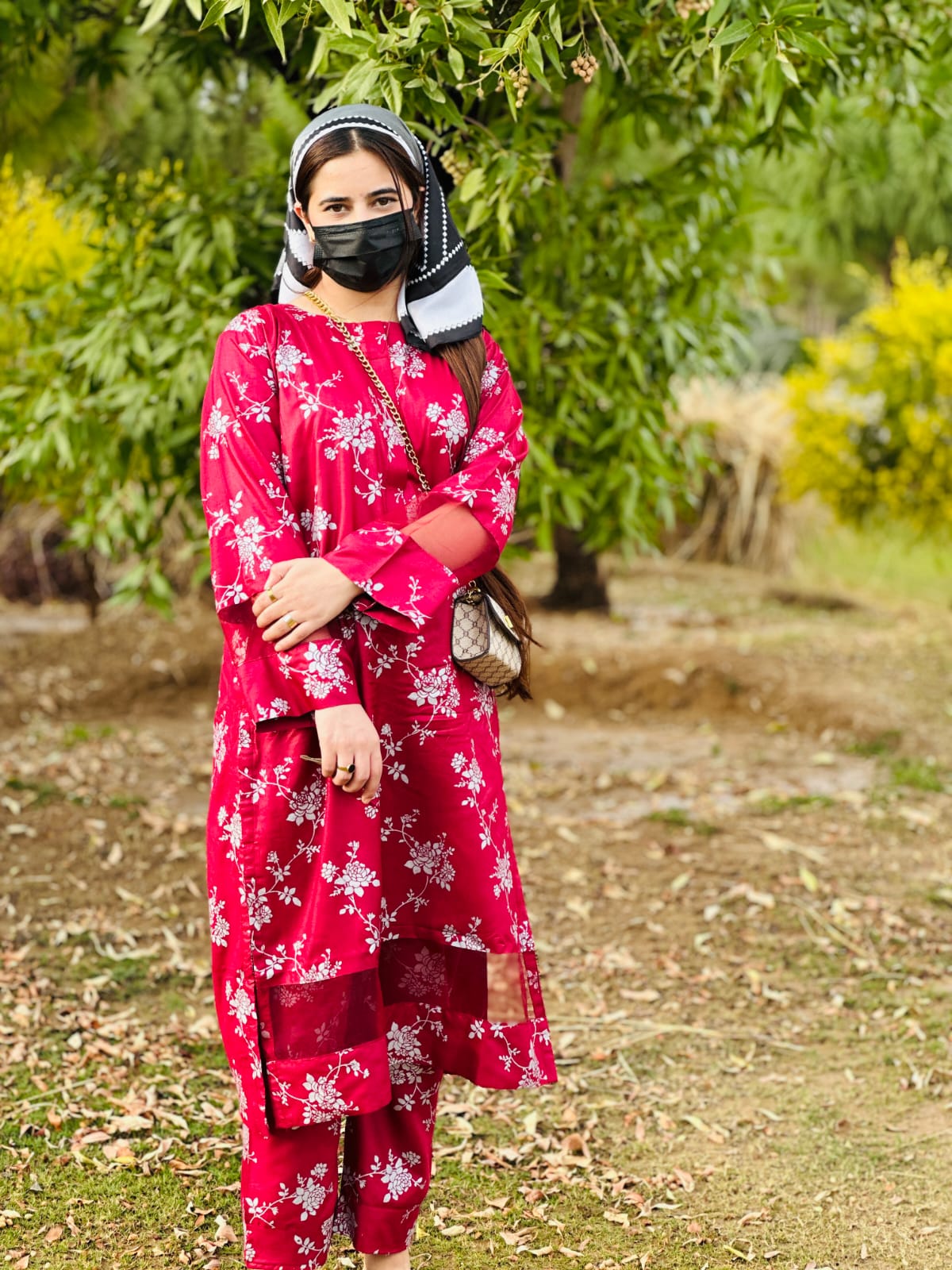 Winter Doriya  moti wali Blosom  printed Long lenth Co-ord 2p set