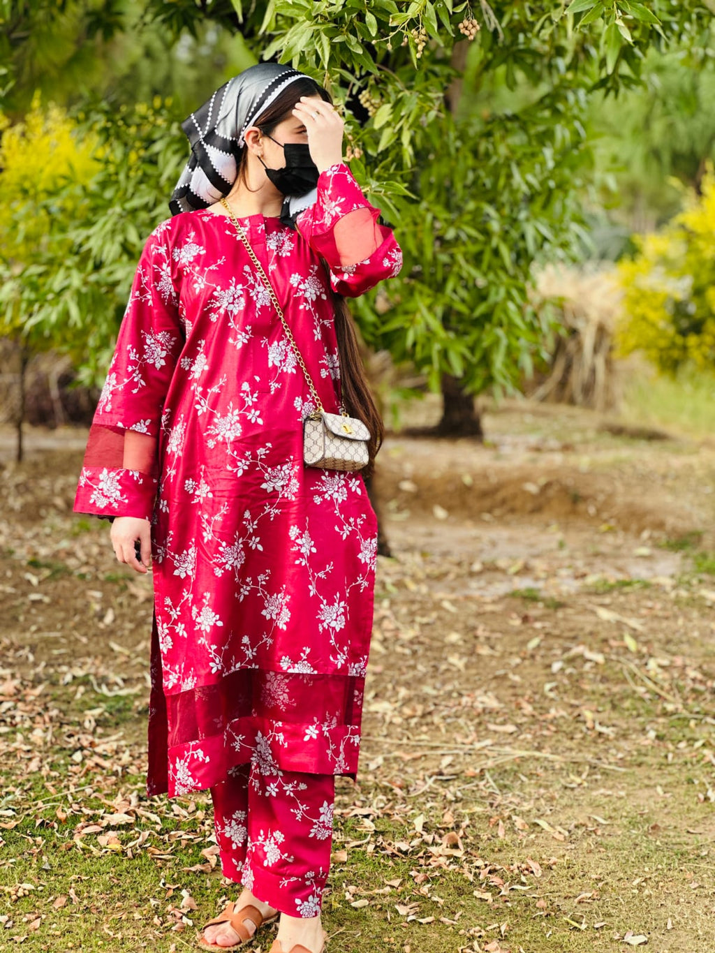 Winter Doriya  moti wali Blosom  printed Long lenth Co-ord 2p set