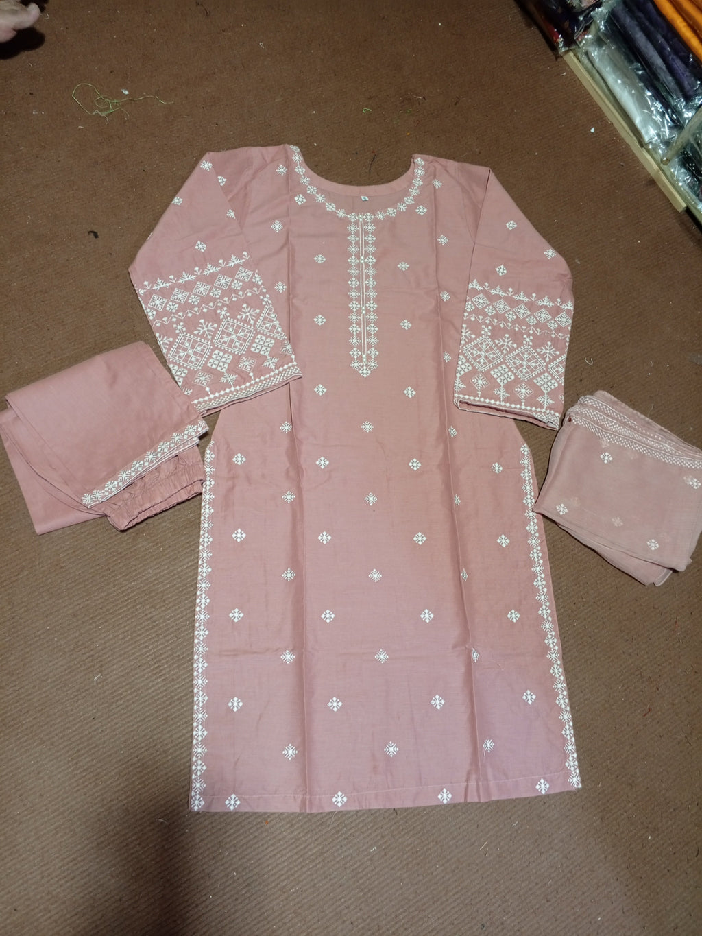 Whimsical Lawn Suit with Intricate Embroidery